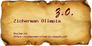 Zicherman Olimpia névjegykártya